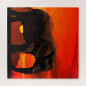 Olifant puzzel zonsondergang legpuzzel (Horizontaal)