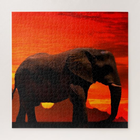 Olifant puzzel zonsondergang legpuzzel (Verticaal)