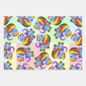 Olifant regenboog kleuren patchwork inpakpapier vel (Voorkant 3)