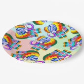 Olifant regenboog kleuren patchwork papieren bordje (Gekanteld)