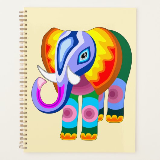 Olifant regenboog kleuren patchwork planner (Voorkant)