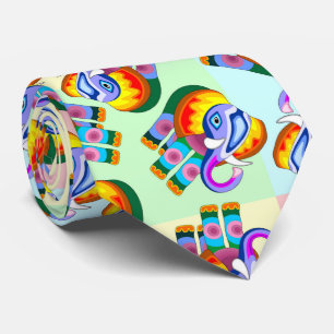 Olifant regenboog kleuren patchwork stropdas