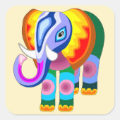Olifant regenboog kleuren patchwork vierkante sticker (Voorkant)