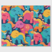 Olifant regenboog kleurrijk gepersonaliseerd patro cadeaupapier (Vlak)