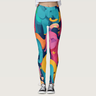 Olifant regenboog kleurrijk gepersonaliseerd patro leggings
