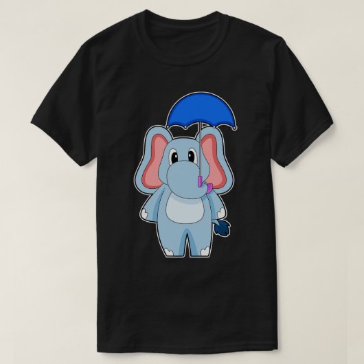 Olifant regenende paraplu t-shirt (Design voorkant)