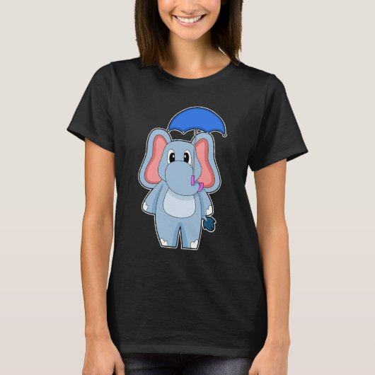 Olifant regenende paraplu t-shirt (Voorkant)