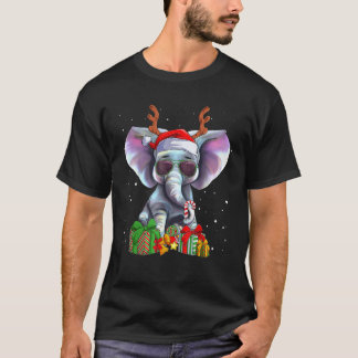 Olifant Rendier Geweien Kerstman Hoed Vrolijk Kers T-shirt
