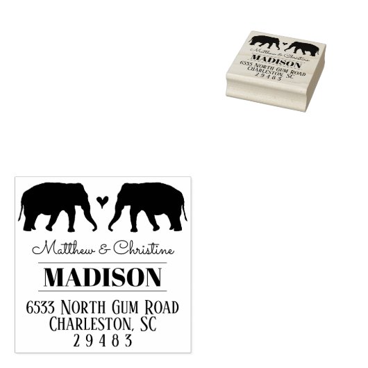 Olifant retour adres stempel - bruiloft dieren (Gestempeld)