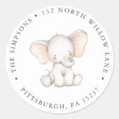 Olifant retouradres Classic Ronde Sticker (Voorkant)