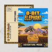 Olifant, Retro 8-Bit Pixelkunst Briefkaart (Voorkant / Achterkant)