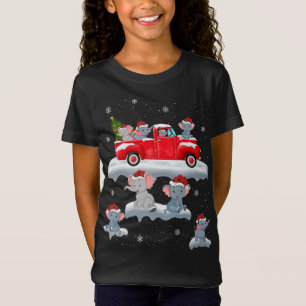 Olifant Rijden Kerstboom Rode Vrachtwagen Olifant T-shirt