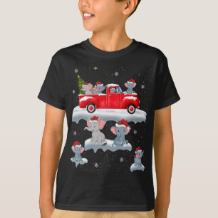 Olifant Rijden Kerstboom Rode Vrachtwagen Olifant T-shirt