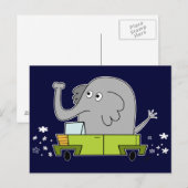 Olifant rijden met een auto - Briefkaart (Voorkant / Achterkant)