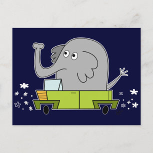 Olifant rijden met een auto - Briefkaart