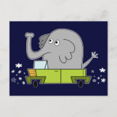 Olifant rijden met een auto - Briefkaart (Voorkant)