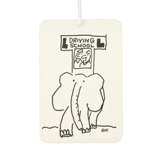 Olifant rijschool cartoon luchtverfrisser (Voorkant)