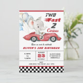 Olifant Rode Race Auto Twee Snelle 2e Verjaardag Kaart (Staand voorkant)