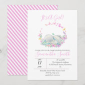 Olifant roze Baby shower vlinders Kaart (Voorkant / Achterkant)