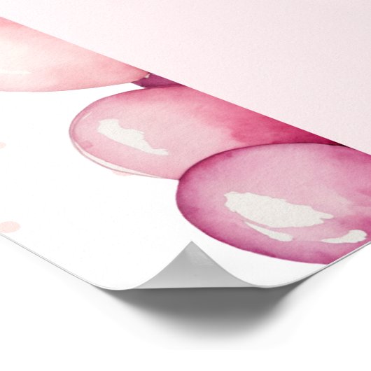 Olifant roze ballon meisje Baby shower welkom Poster (Hoek)