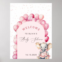 Olifant roze ballon meisje Baby shower welkom