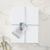 Olifant Roze Bloemen Douche Luier Raffle Kaart Cadeaulabel (Met Touw)