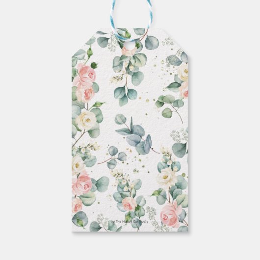 Olifant Roze Bloemen Douche Luier Raffle Kaart Cadeaulabel (Achterkant)