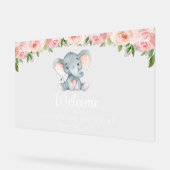 Olifant, Roze Bloemen, Eerste Verjaardag Welkom Acryl Bord (Hoek)