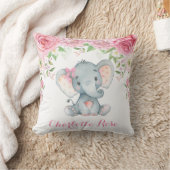 Olifant Roze Bloemen Rozen Baby Meisje Kinderkamer Kussen (Deken)
