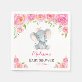 Olifant roze bloemenbaby meisje douche sprinkel servet (Voorkant)