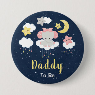 Olifant Roze en Marine Vaart Papa Wordt Ronde Button 7,6 Cm