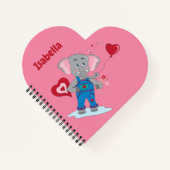 Olifant | Roze en Rode Hart Kinderen Notitieboek  (Voorkant)