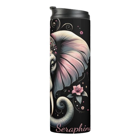 Olifant: roze lotus, bloemenkop thermosbeker