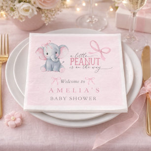 Olifant Roze Strik Baby Meisje Shower Servet