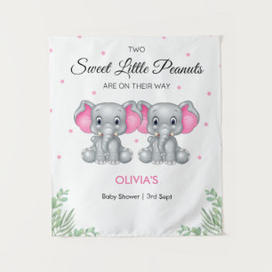 Olifant Roze Twin Meisjes Baby shower Achtergrond Wandkleed