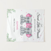 Olifant Roze Twin Meisjes Baby shower Achtergrond Wandkleed (Voorkant (horizontaal))