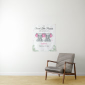 Olifant Roze Twin Meisjes Baby shower Achtergrond Wandkleed (In situ)
