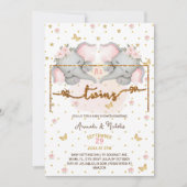Olifant Roze Twin Meisjes Baby shower Kaart (Voorkant)