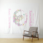 Olifant roze vlinders Baby shower achtergrond Wandkleed (In Situ (horizontaal))