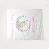 Olifant roze vlinders Baby shower achtergrond Wandkleed (Voorkant (horizontaal))