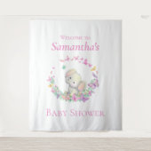 Olifant roze vlinders Baby shower achtergrond Wandkleed (Voorkant)