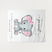 Olifant Roze Waterverf Baby Meisje Douche Achtergr Wandkleed (Voorkant (horizontaal))