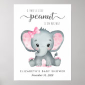 Olifant Roze Waterverf Baby Meisje Douche Welkom Poster (Voorkant)