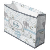 Olifant Safari Blauw | BABY SHOWER Groot Cadeauzakje (Voorkant Gekanteld)