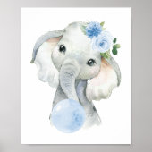 Olifant, Safari, Blauwe Bubble Gum, Jongens Slaapk Poster (Voorkant)