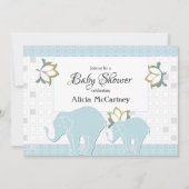 Olifant Safari Bloemen Blauw & Grijs Jongen Baby s Kaart (Voorkant)