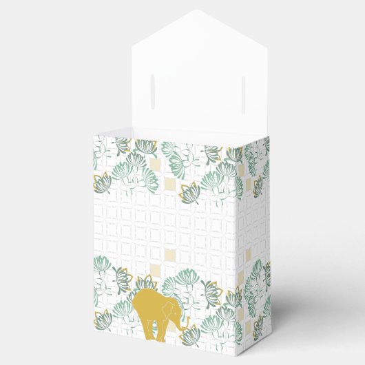 Olifant Safari Bloemen Groen Goud | BABY SHOWER Bedankdoosjes (Geopend)