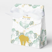 Olifant Safari Bloemen Groen Goud | BABY SHOWER Bedankdoosjes (Voorkant Zijde)