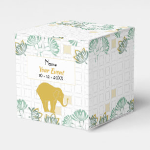 Olifant Safari Bloemen Groen Goud BABY SHOWER Bedankdoosjes