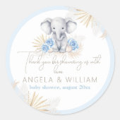 Olifant Safari Boho Blue Bedankt Baby shower Ronde Sticker (Voorkant)